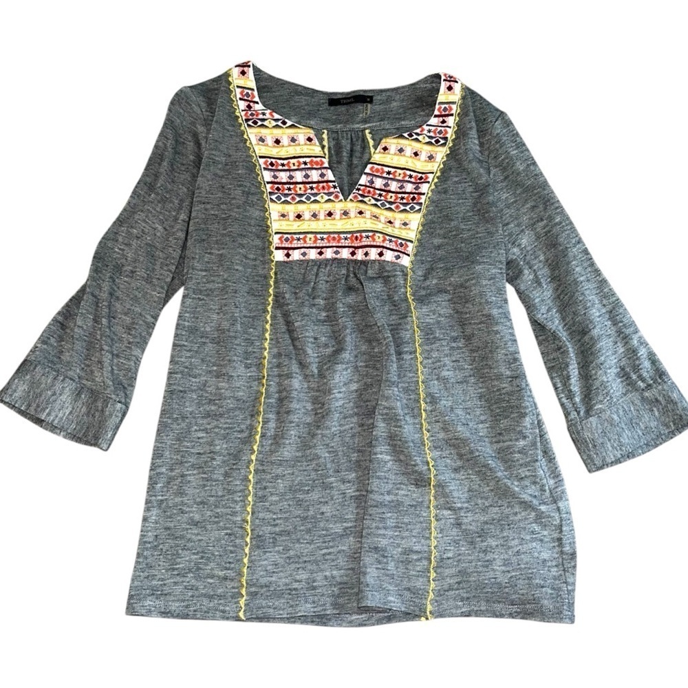 THML embroidered 3/4 quarter sleeve blouse
